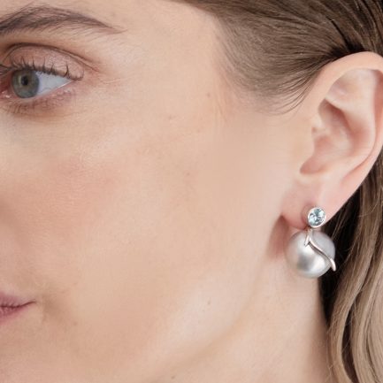 Santa Maria Aquamarine and Tahitian Pearl Earrings