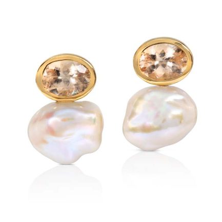 Pink Beryl and Pearl Cloud earrings
