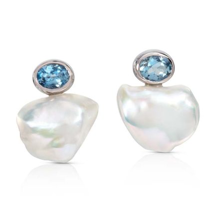 Aquamarine and Pearl Cloud earrings