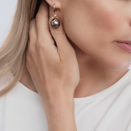 Tahitian Pearl and Diamond Branch Earrings