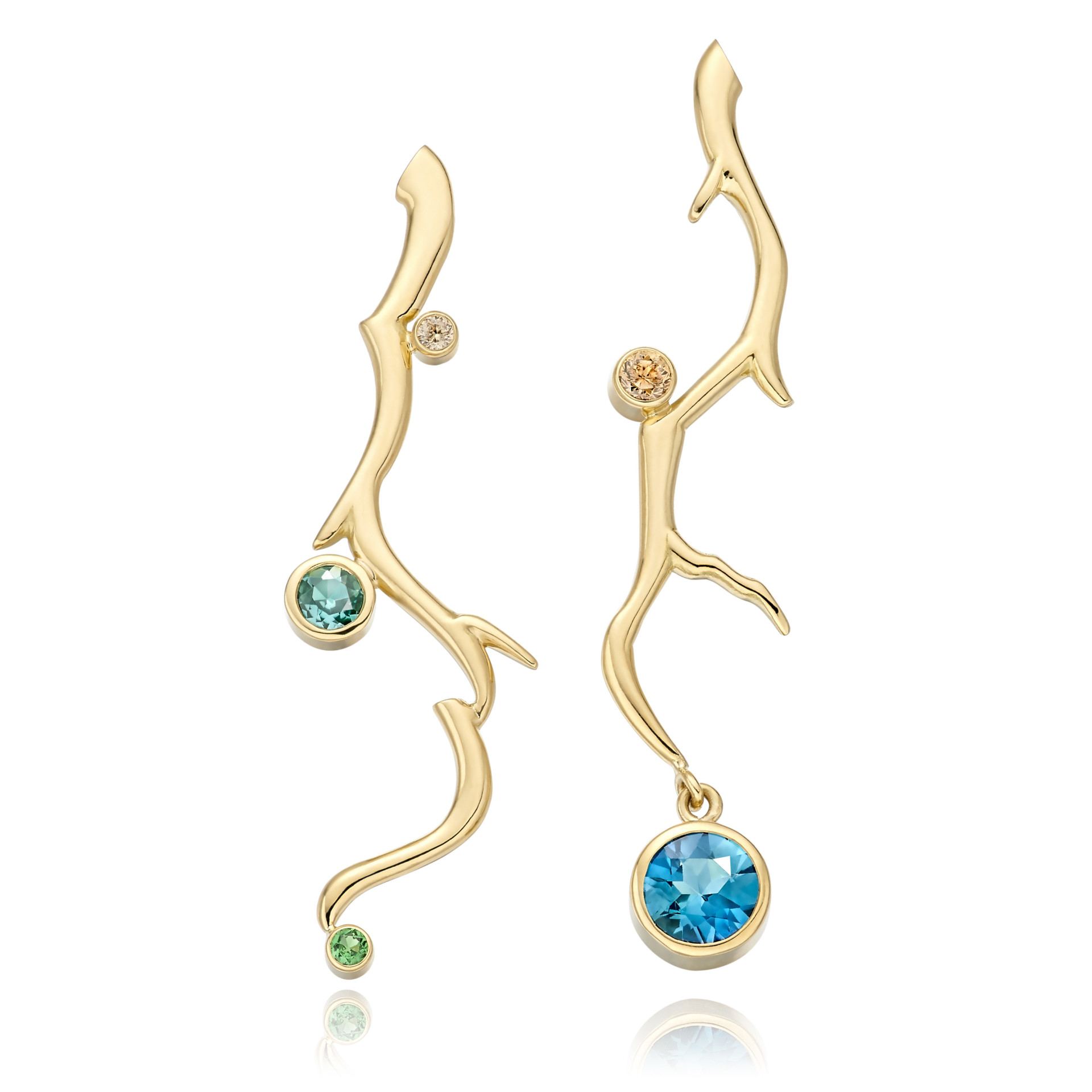 aquamarine apatite Branch Earrings pearl green amethyst Guenevere 98