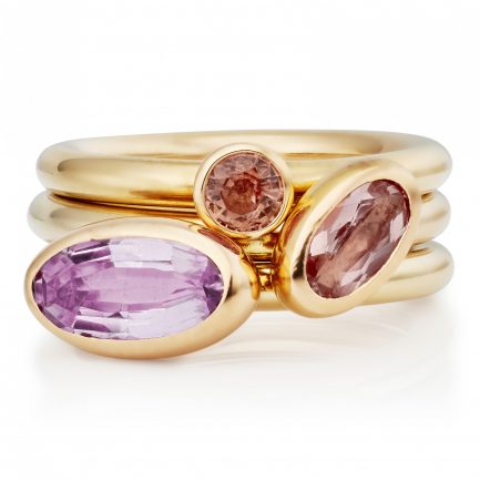 Stackable Amethyst and Tourmaline Pod Rings