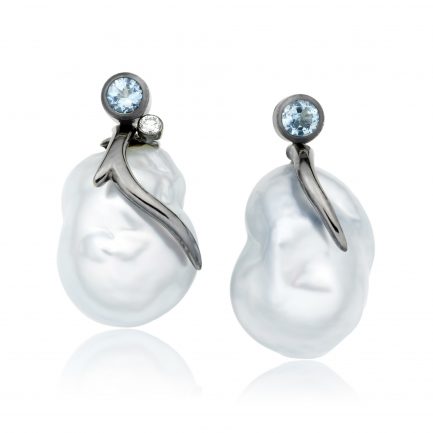 Santa Maria Aquamarine and Tahitian Pearl Earrings