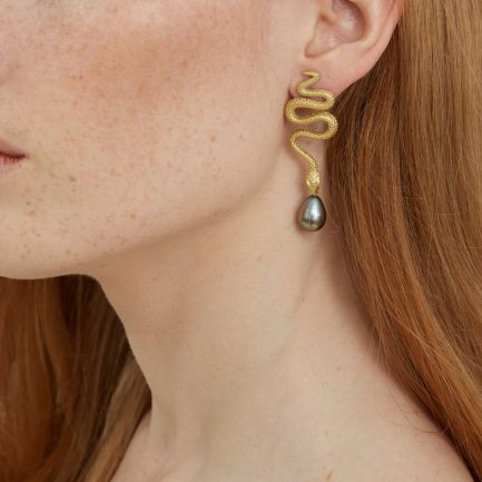 Tahitian Pearl Snake Cocktail Earrings