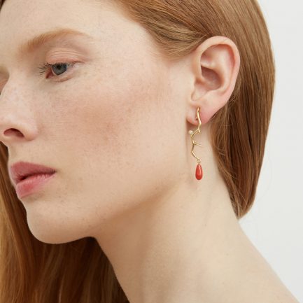 Mediterranean Coral Drop Branch Earrings