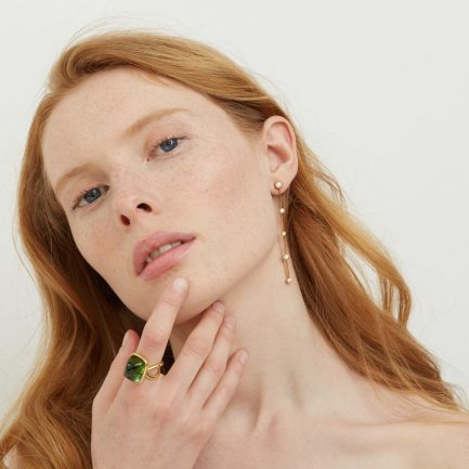 Green Tourmaline Crossover Ring