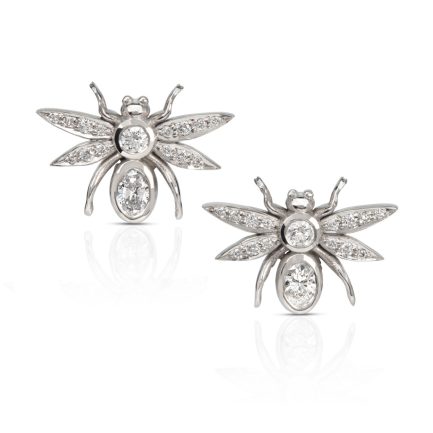 Diamond Mini Insect Earrings Platinum