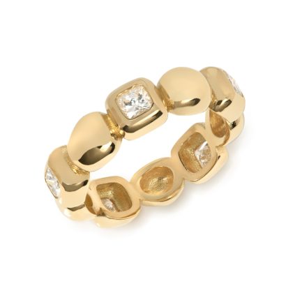 Pebble Eternity Cushion Diamond Ring in Gold