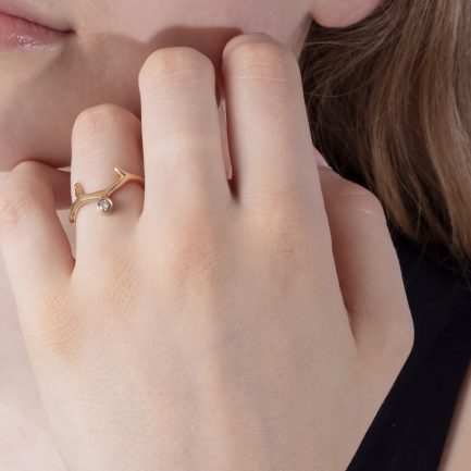 Diamond Coral Twig Ring