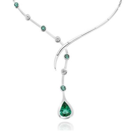 Paraiba Mozambique tourmalines and diamond necklace in 18 carat gold