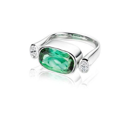 Namibia tourmaline and diamonds in 18 carat white gold