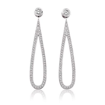 Diamond and pave set diamond loop earrings