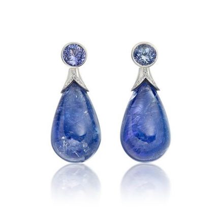 Tanzanite drop earrings in 18 carat gold