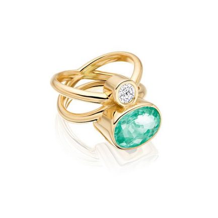 Paraiba tourmaline Mozambique and diamond in 18 carat gold