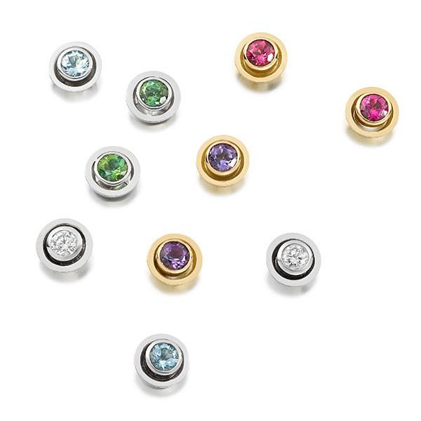 Tita earrings with diamond, aquamarine, pink tourmaline and tsavorite set in 18 carat gold